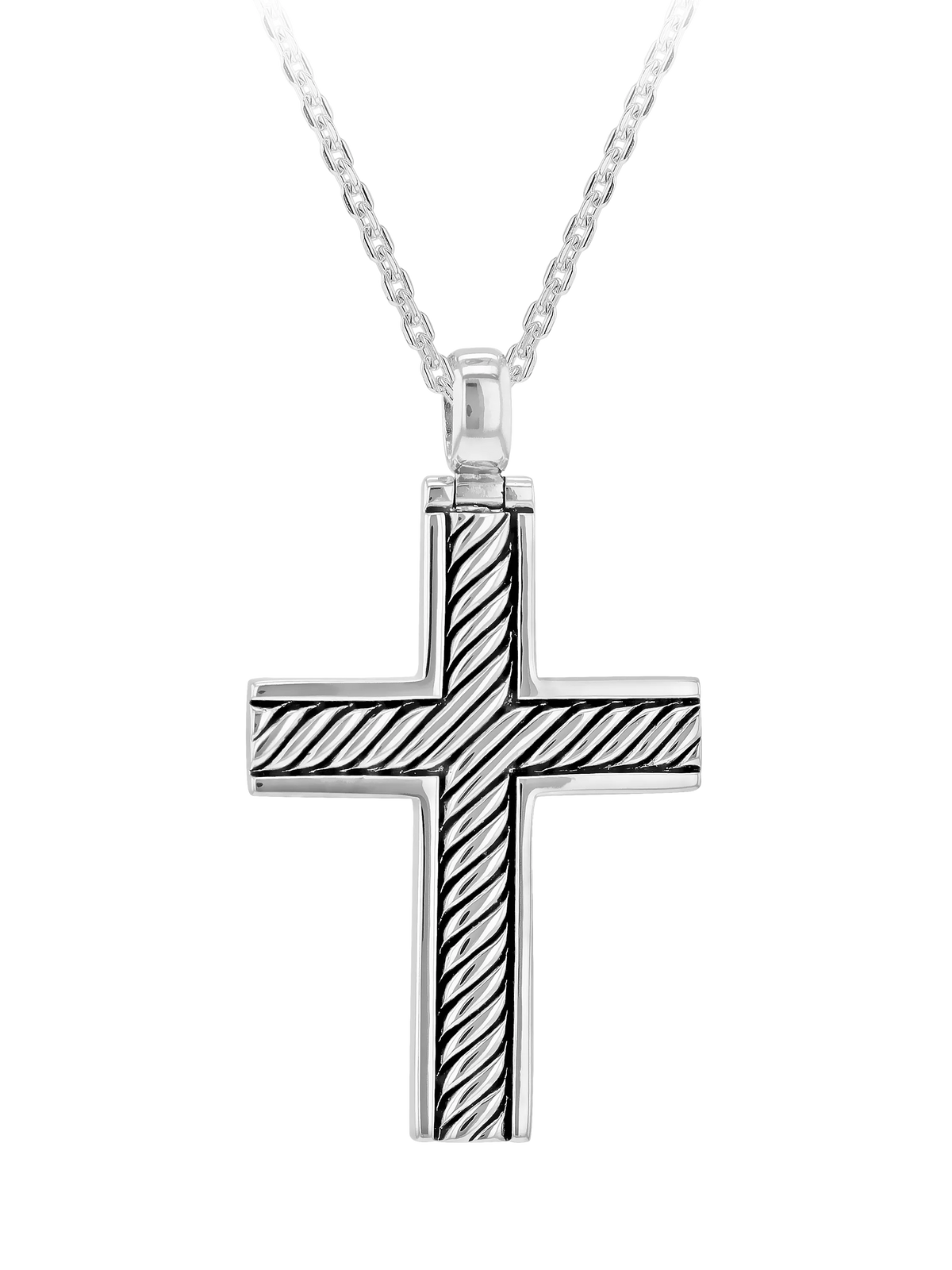 Hoxton London pendant necklace silver twisted cross, imported from the UK