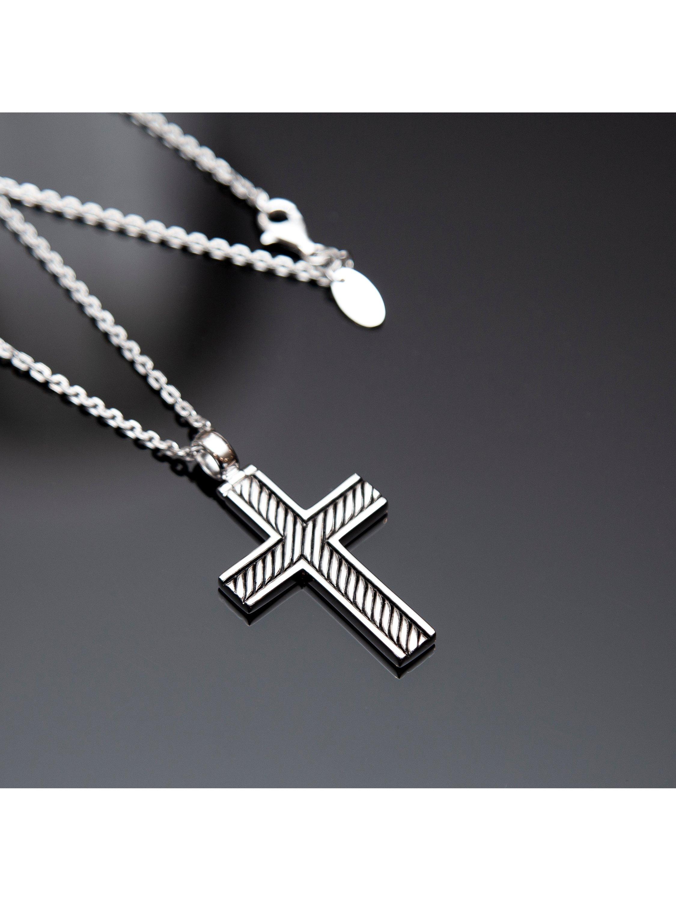 Hoxton London pendant necklace silver twisted cross, imported from the UK