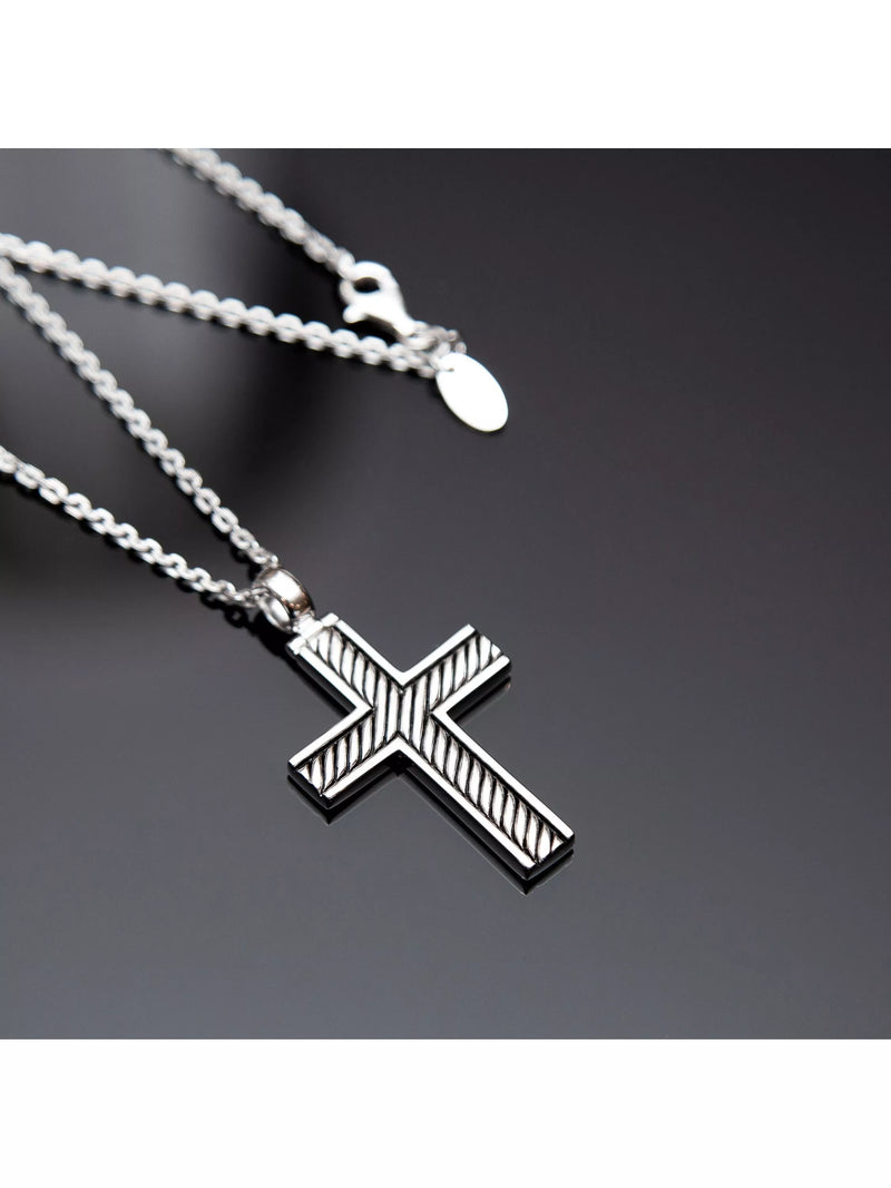 Hoxton London pendant necklace silver twisted cross, imported from the UK