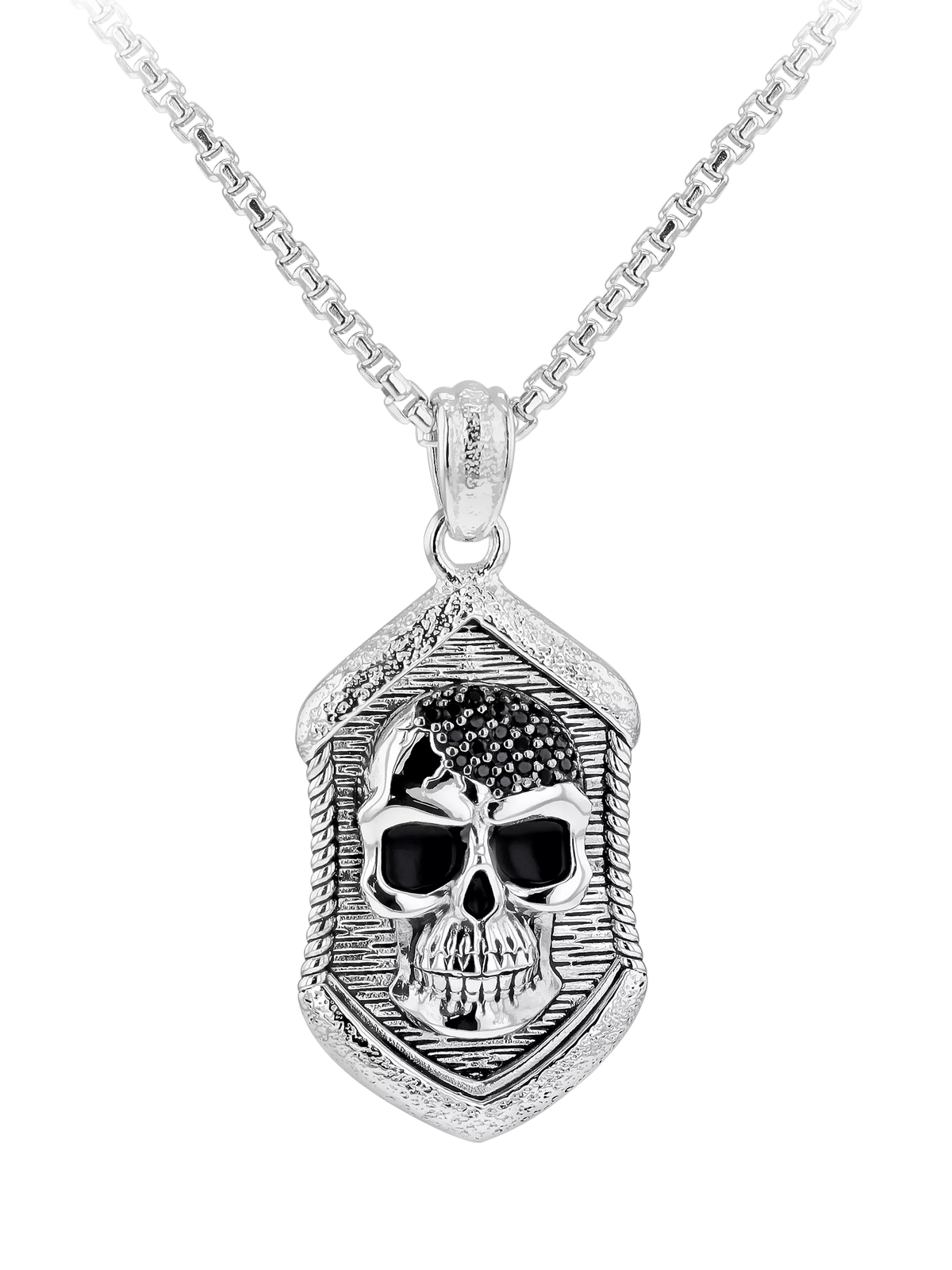 Hoxton London skull pendant necklace silver 56cm chain, imported from the UK