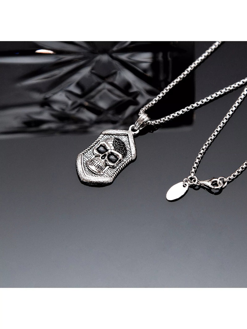 Hoxton London skull pendant necklace silver 56cm chain, imported from the UK
