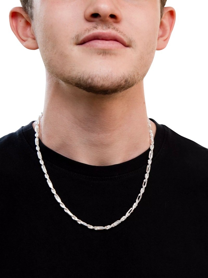 Hoxton London Figaro rope chain necklace silver 56cm, UK version