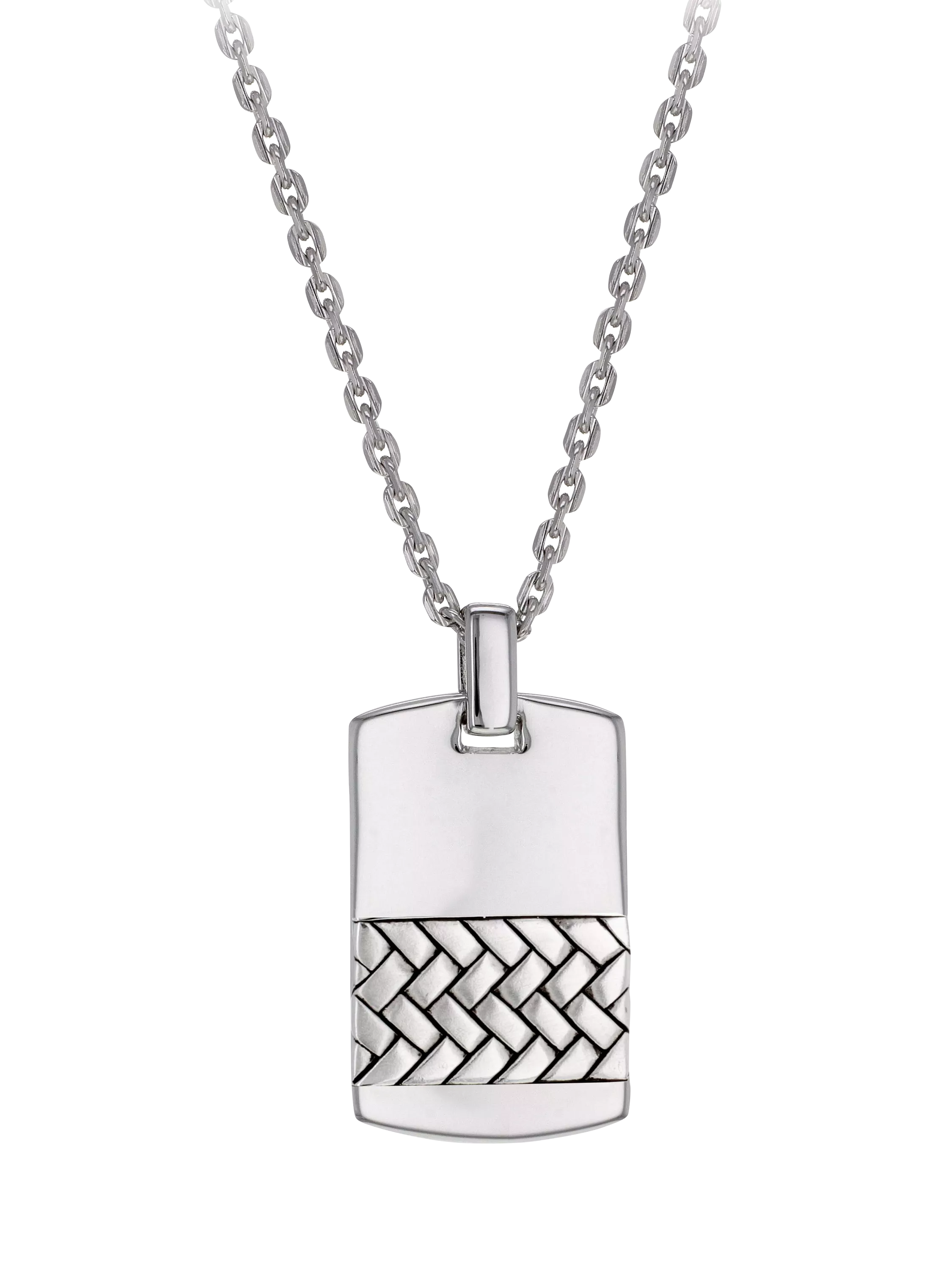 Hoxton London herringbone dog tag pendant sterling silver necklace (British brand)