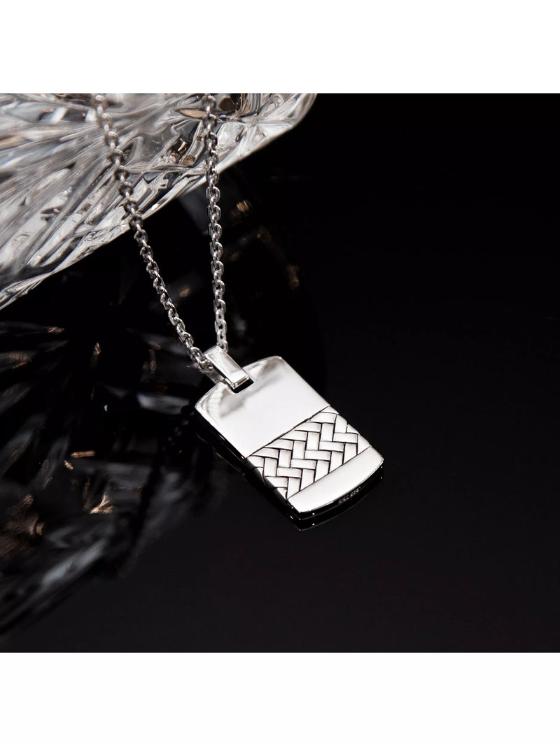 Hoxton London herringbone dog tag pendant sterling silver necklace (British brand)
