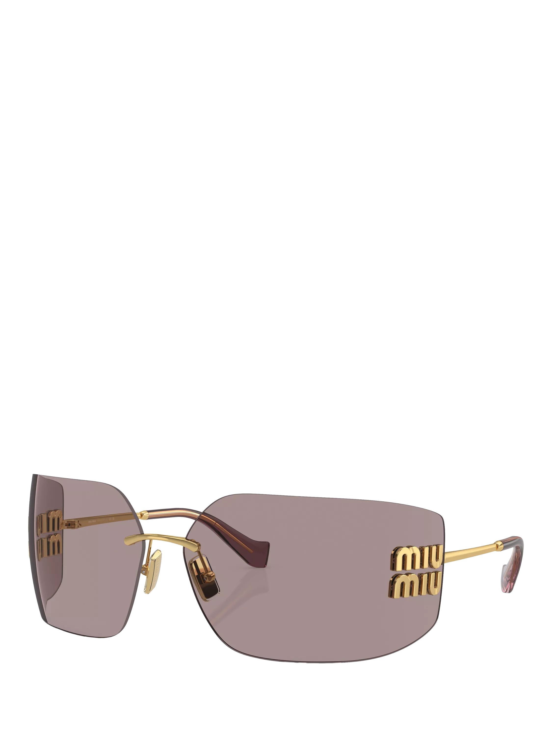 Miu Miu women's rectangular sunglasses gold metal frame - British product