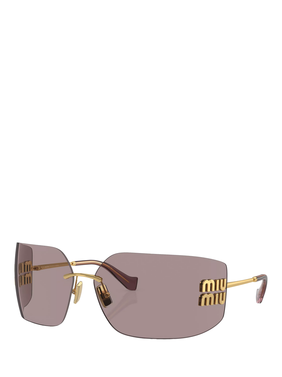 Miu Miu women's rectangular sunglasses gold metal frame - British product