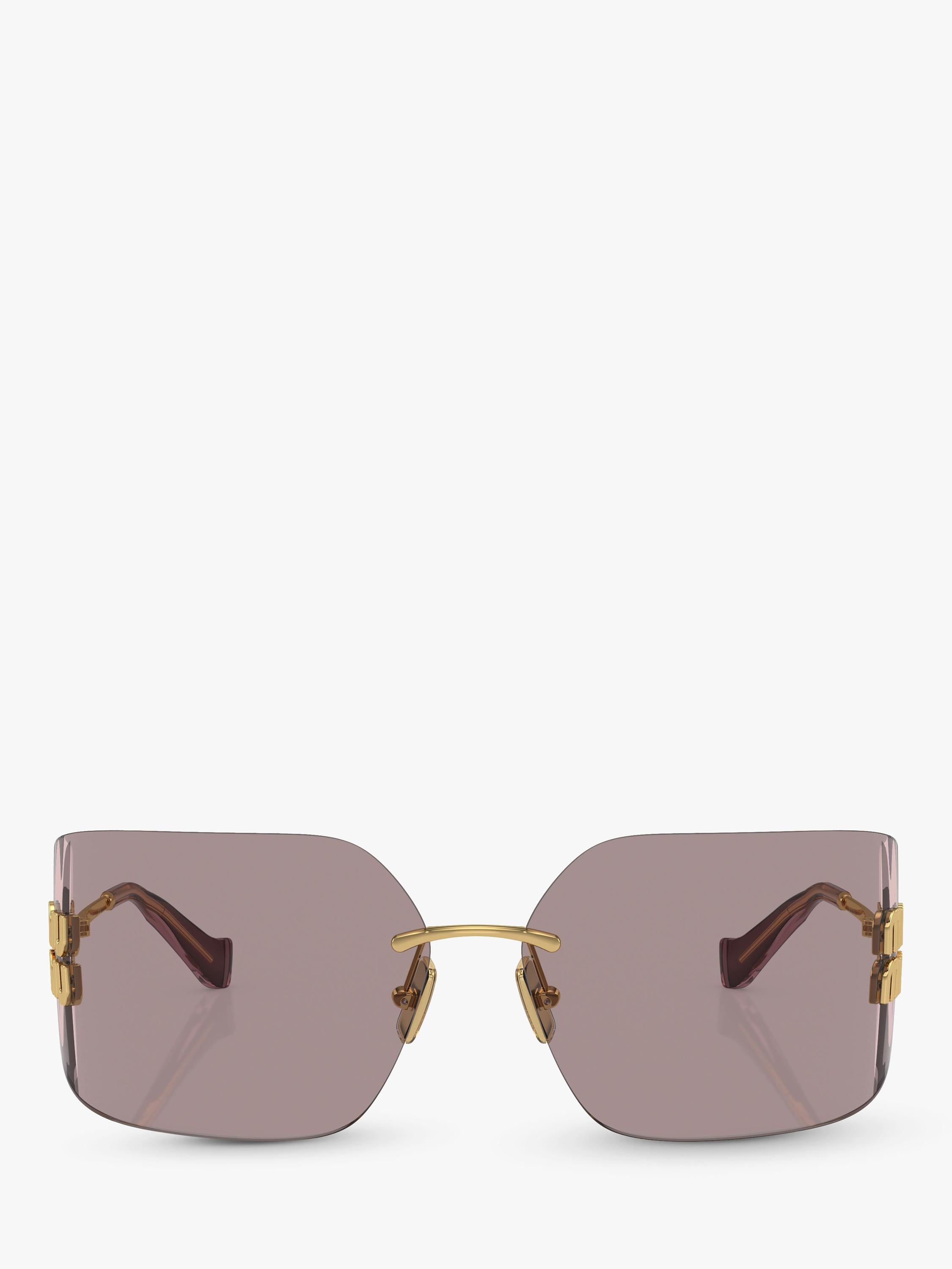 Miu Miu women's rectangular sunglasses gold metal frame - British product