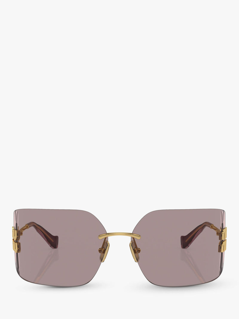 Miu Miu women's rectangular sunglasses gold metal frame - British product