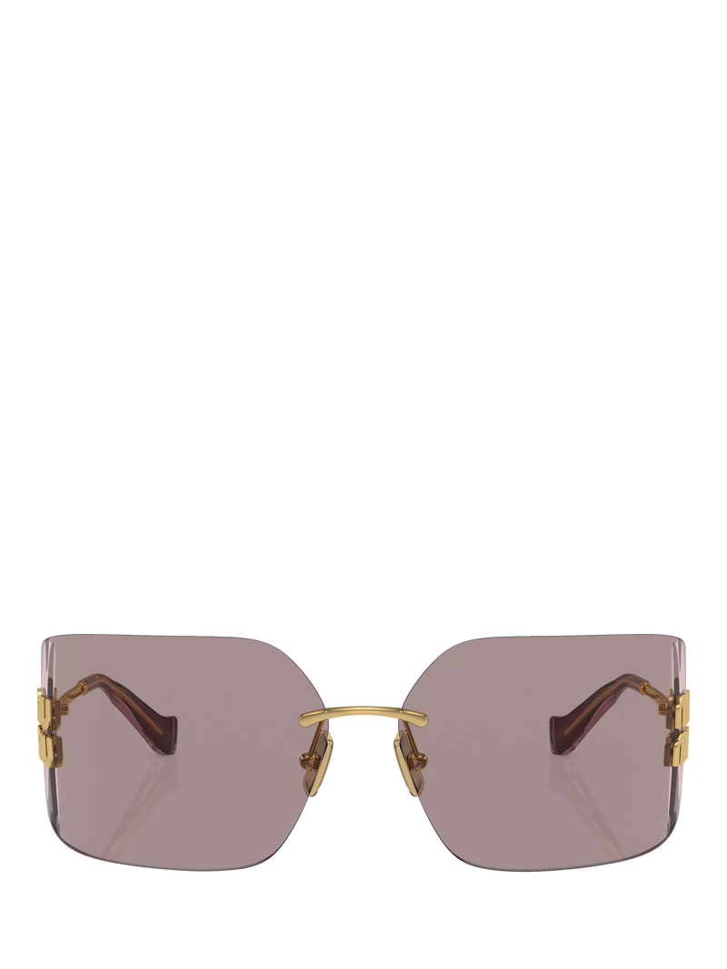 Miu Miu women's rectangular sunglasses gold metal frame - British product