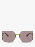 Miu Miu women's rectangular sunglasses gold metal frame - British product