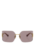 Miu Miu women's rectangular sunglasses gold metal frame - British product