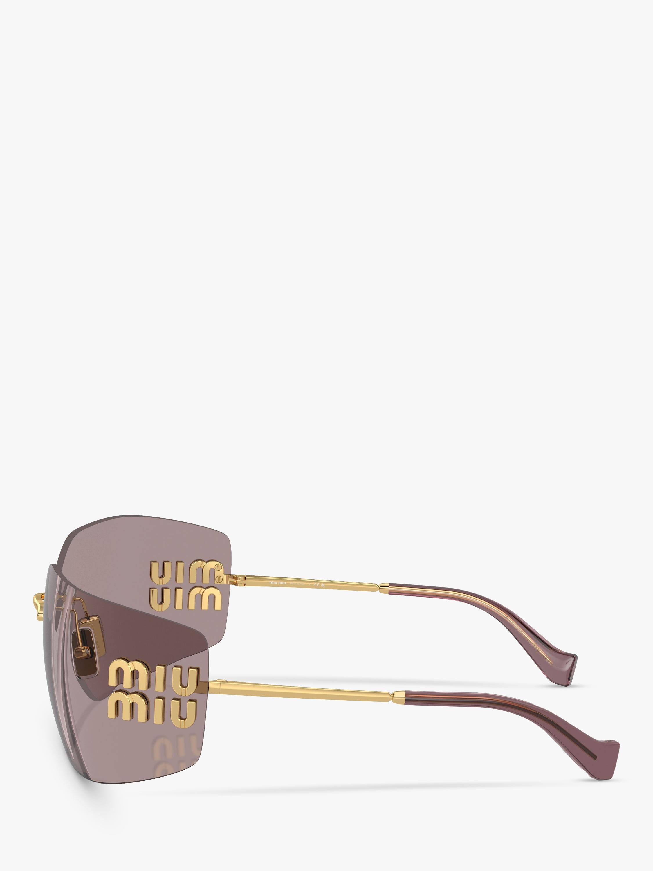 Miu Miu women's rectangular sunglasses gold metal frame - British product