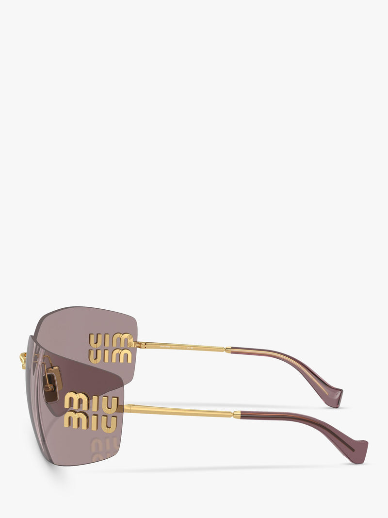 Miu Miu women's rectangular sunglasses gold metal frame - British product