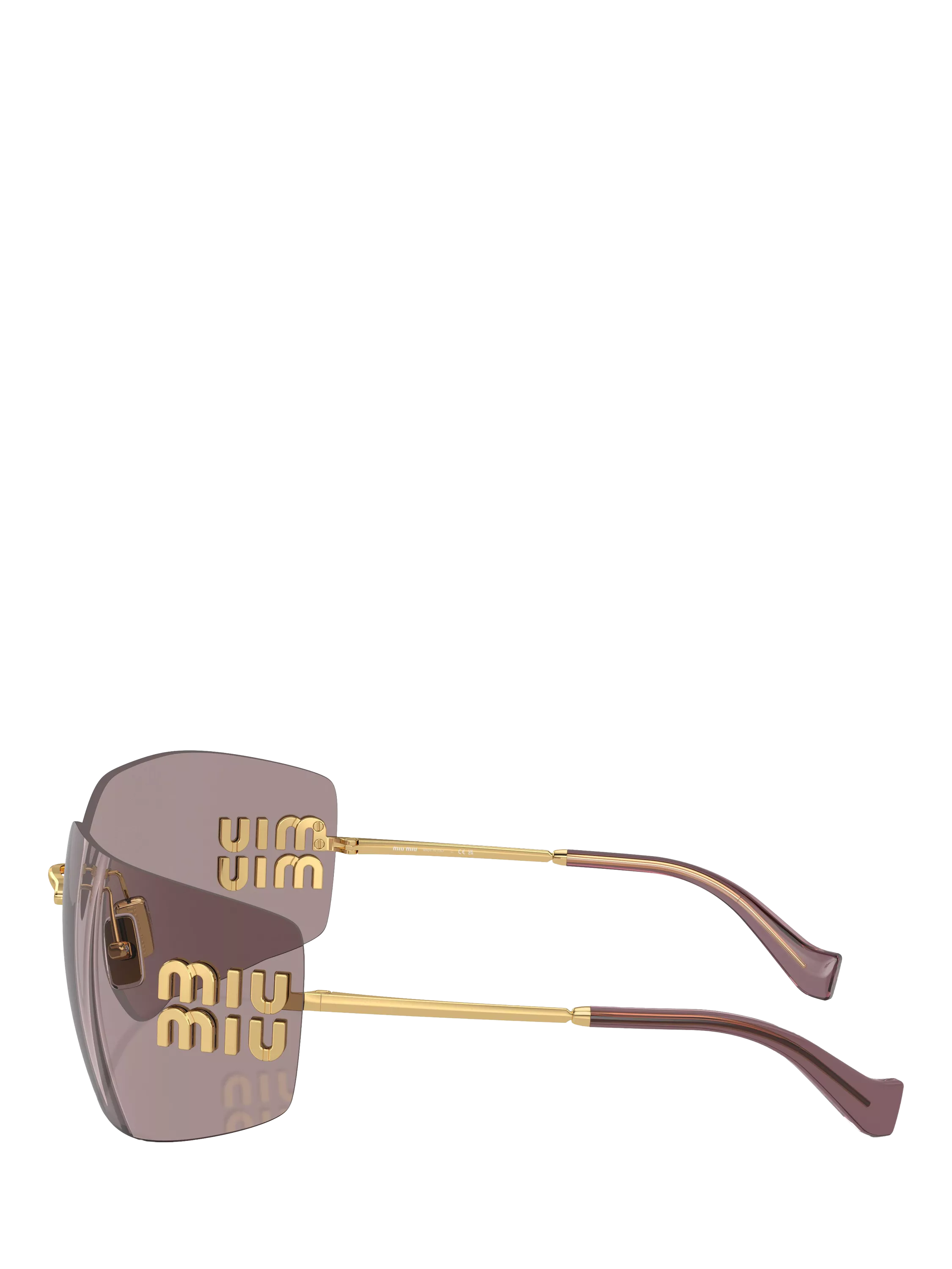 Miu Miu women's rectangular sunglasses gold metal frame - British product