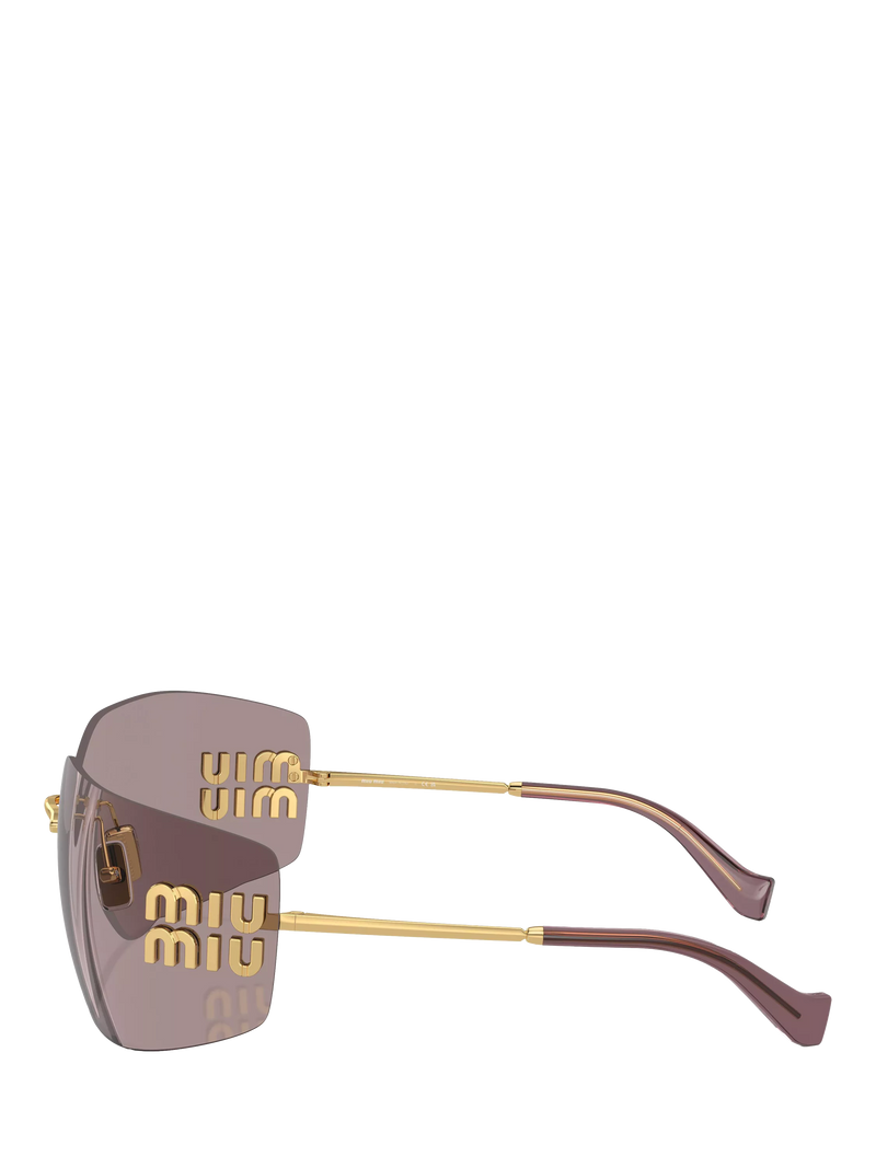 Miu Miu women's rectangular sunglasses gold metal frame - British product