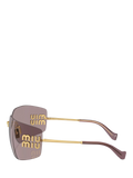 Miu Miu women's rectangular sunglasses gold metal frame - British product
