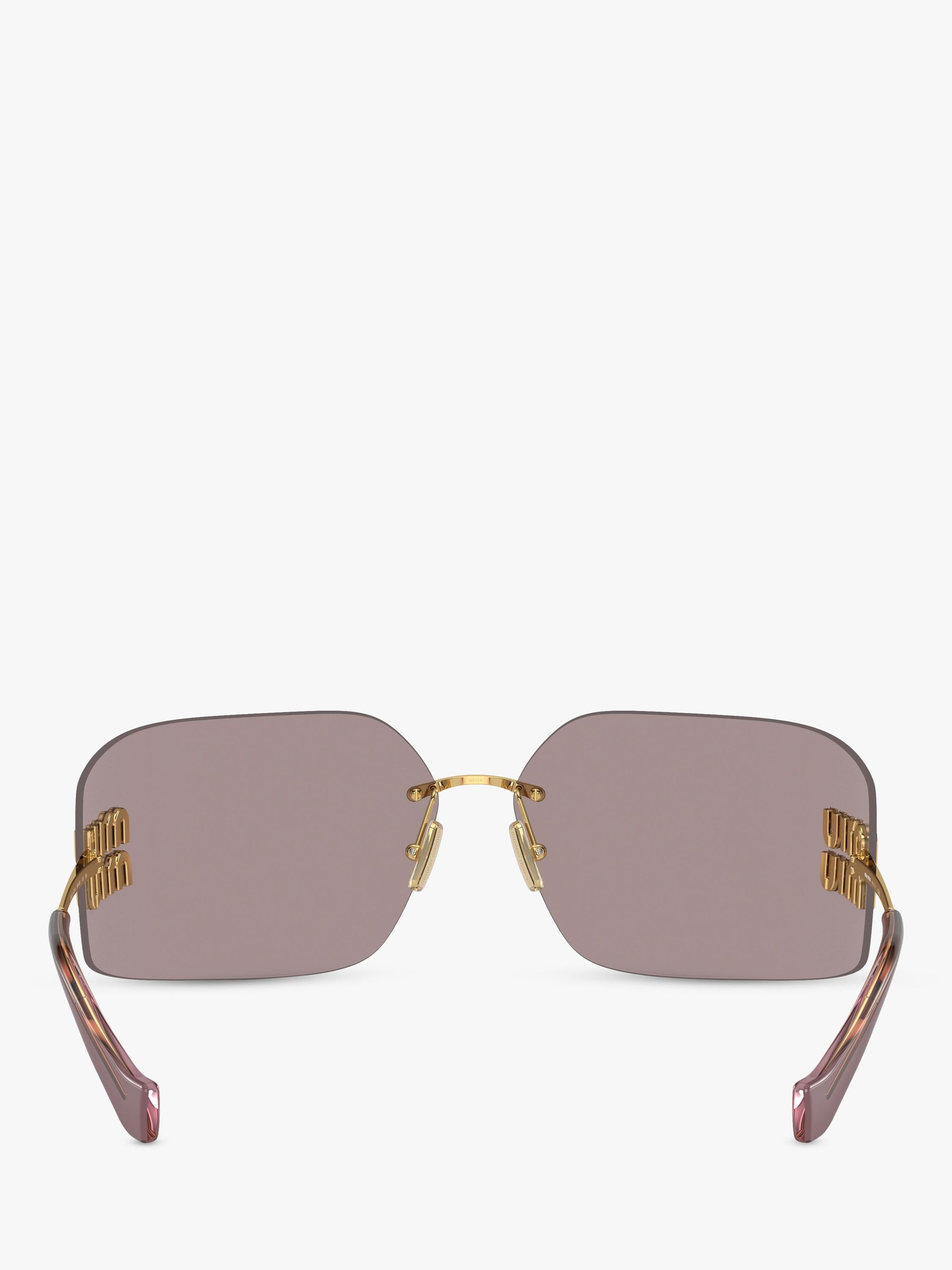 Miu Miu women's rectangular sunglasses gold metal frame - British product