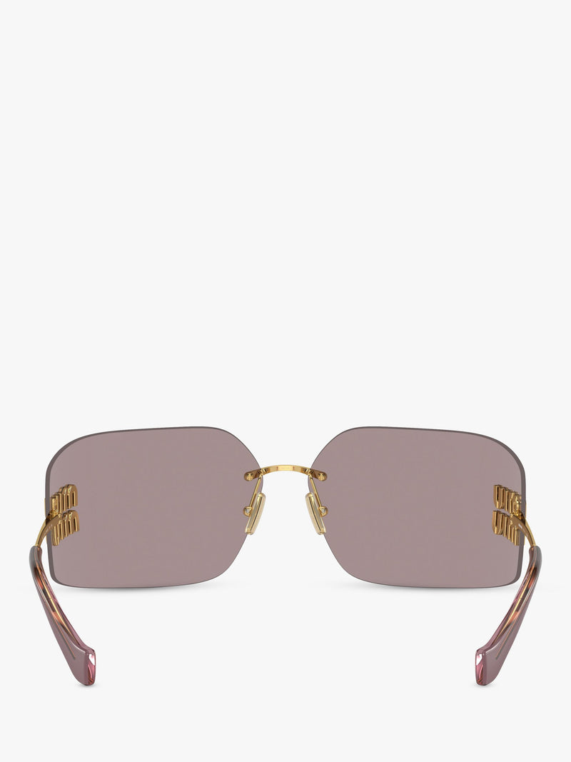 Miu Miu women's rectangular sunglasses gold metal frame - British product