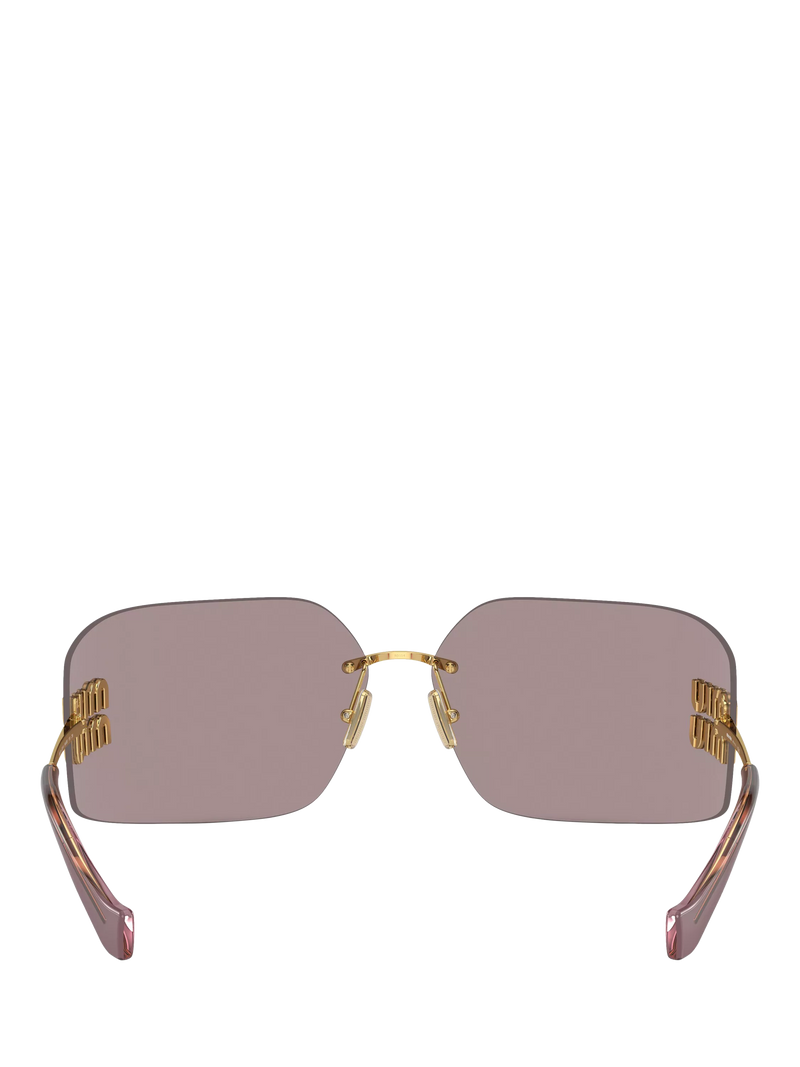 Miu Miu women's rectangular sunglasses gold metal frame - British product