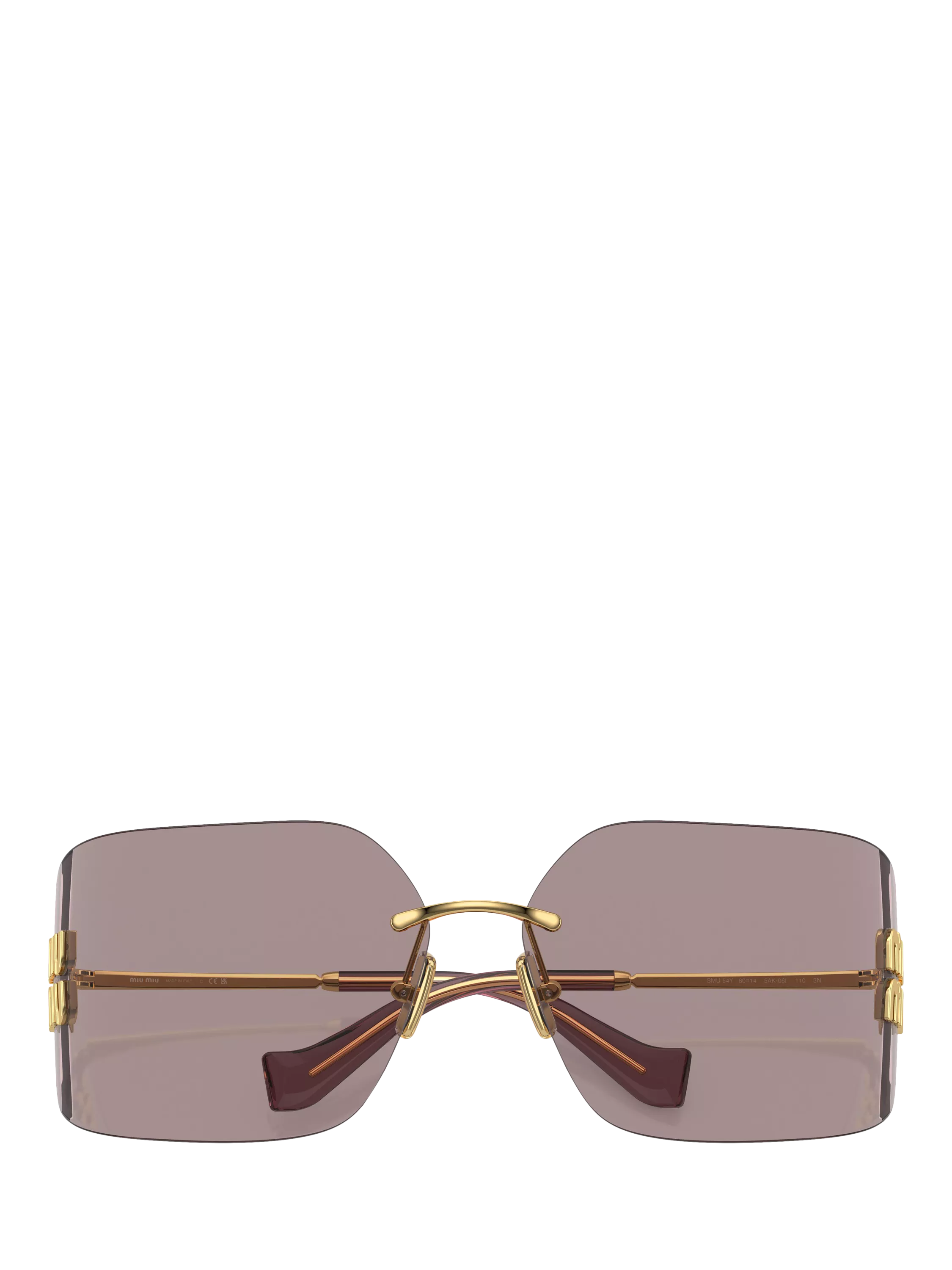 Miu Miu women's rectangular sunglasses gold metal frame - British product