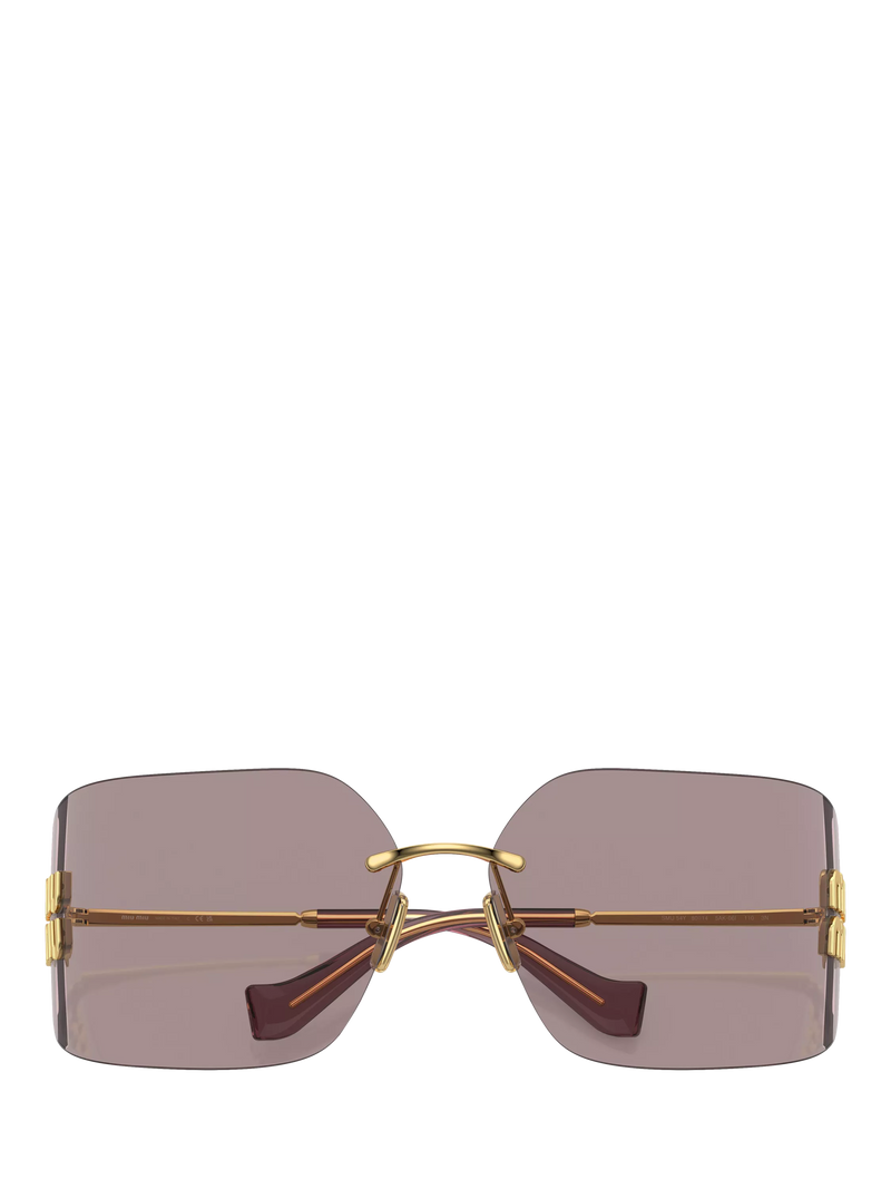 Miu Miu women's rectangular sunglasses gold metal frame - British product