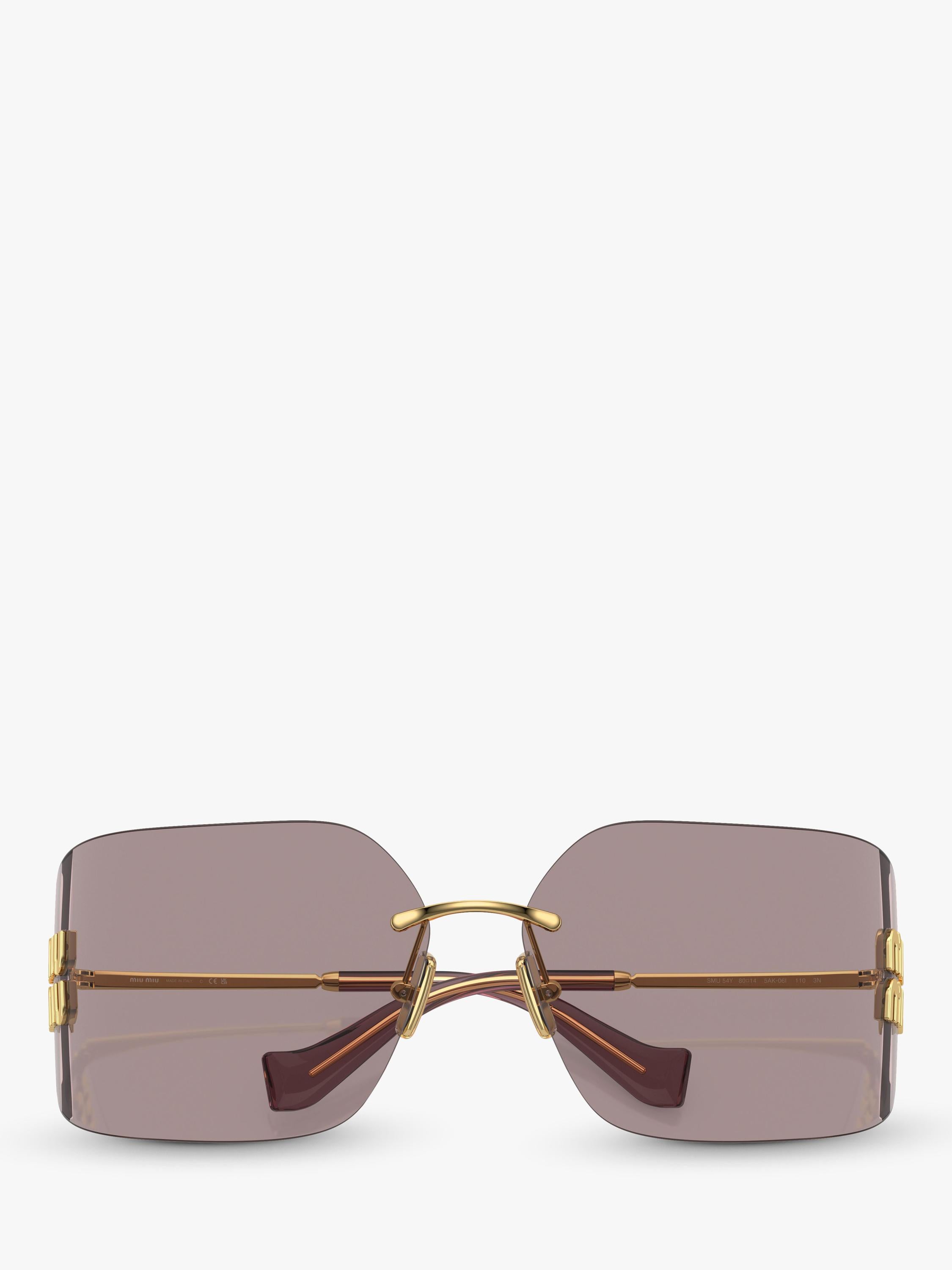 Miu Miu women's rectangular sunglasses gold metal frame - British product