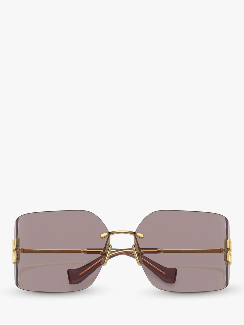 Miu Miu women's rectangular sunglasses gold metal frame - British product