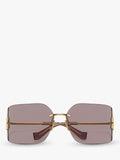 Miu Miu women's rectangular sunglasses gold metal frame - British product