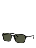 Ray-Ban rectangular sunglasses black frame green lenses 56mm, imported from the UK
