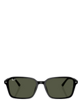 Ray-Ban rectangular sunglasses black frame green lenses 56mm, imported from the UK