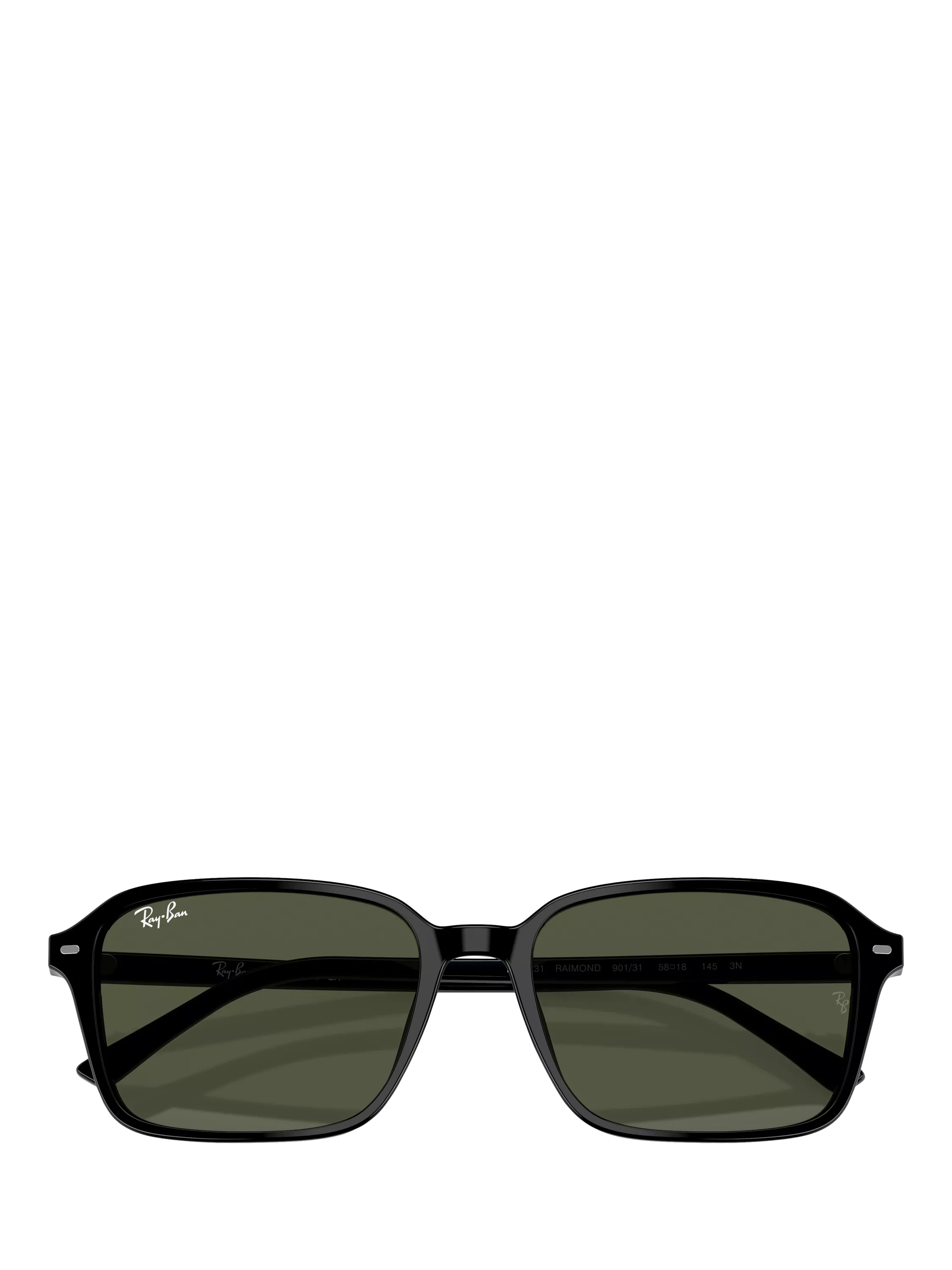 Ray-Ban rectangular sunglasses black frame green lenses 56mm, imported from the UK