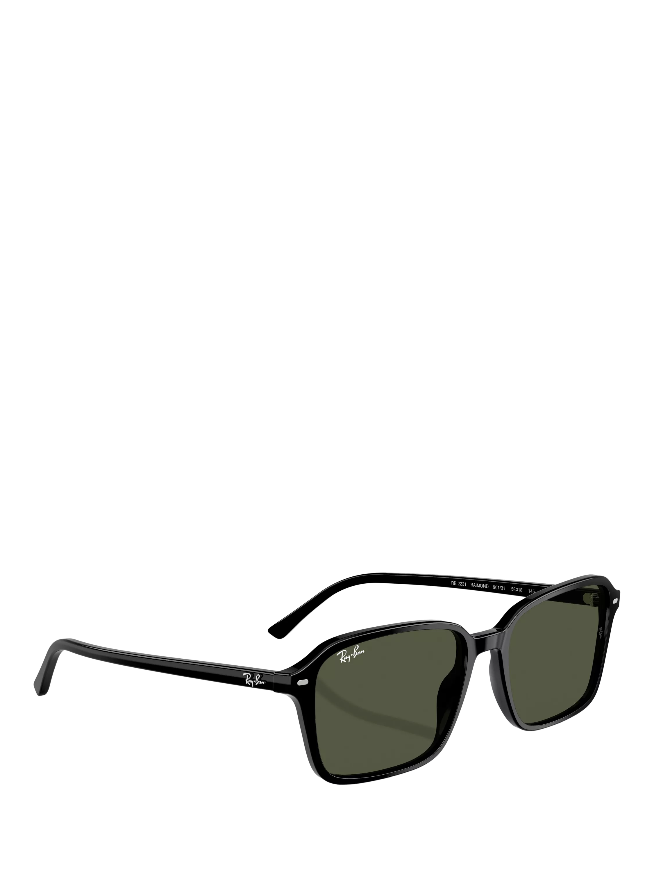 Ray-Ban rectangular sunglasses black frame green lenses 56mm, imported from the UK