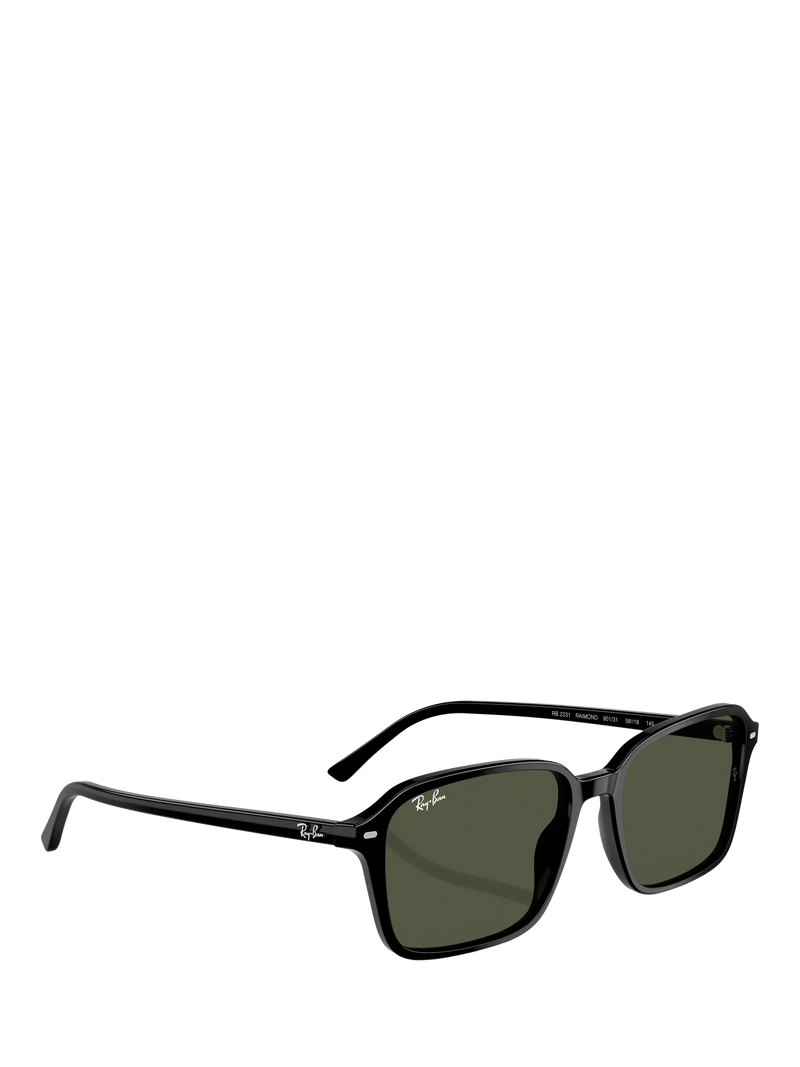 Ray-Ban rectangular sunglasses black frame green lenses 56mm, imported from the UK