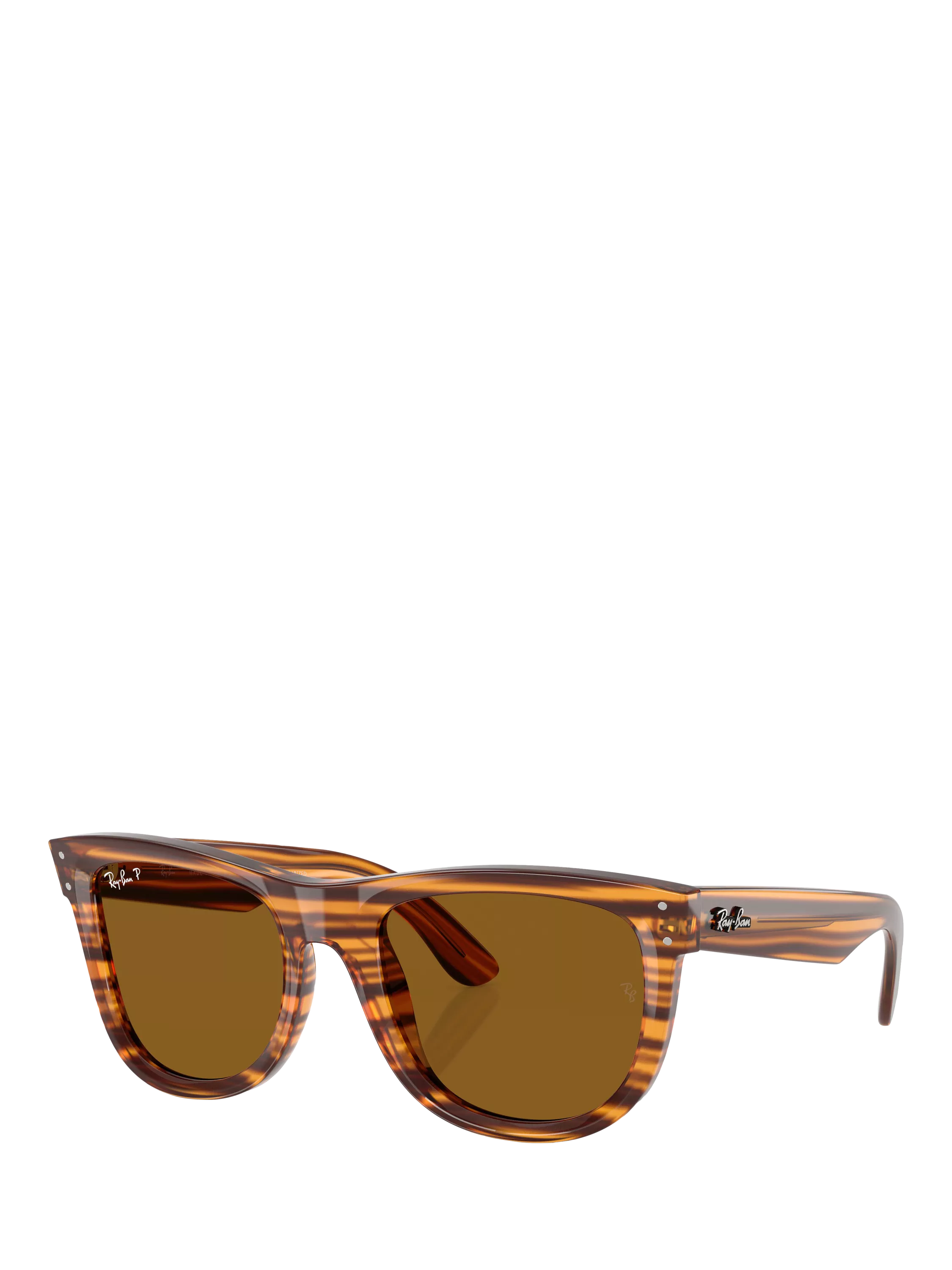 Ray-Ban square polarised sunglasses striped Havana 50mm, imported from the UK