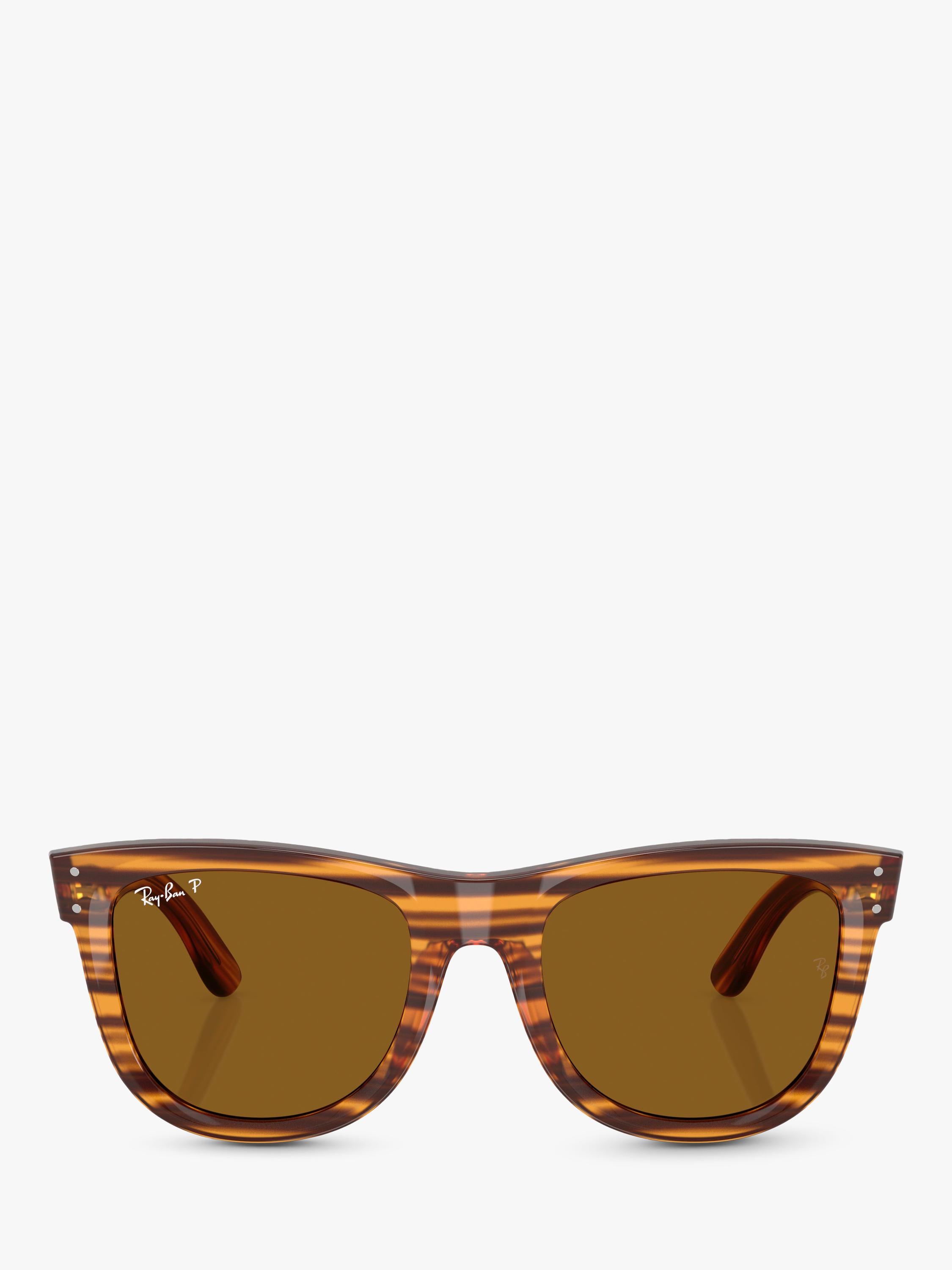 Ray-Ban square polarised sunglasses striped Havana 50mm, imported from the UK