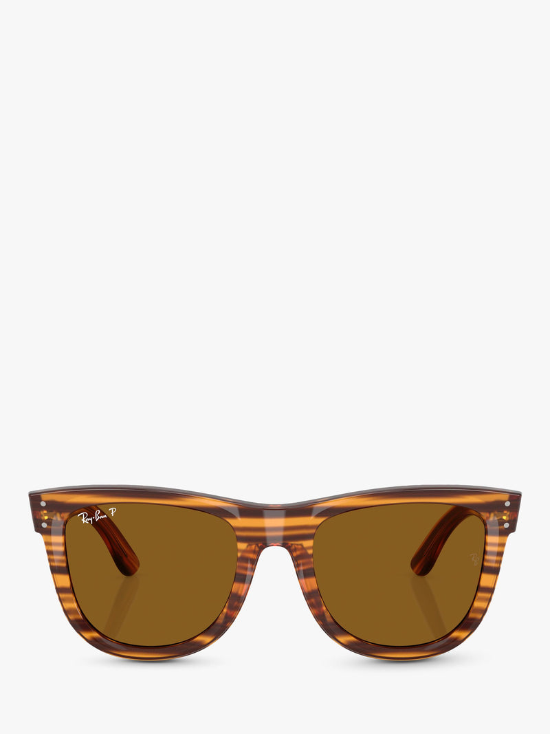 Ray-Ban square polarised sunglasses striped Havana 50mm, imported from the UK
