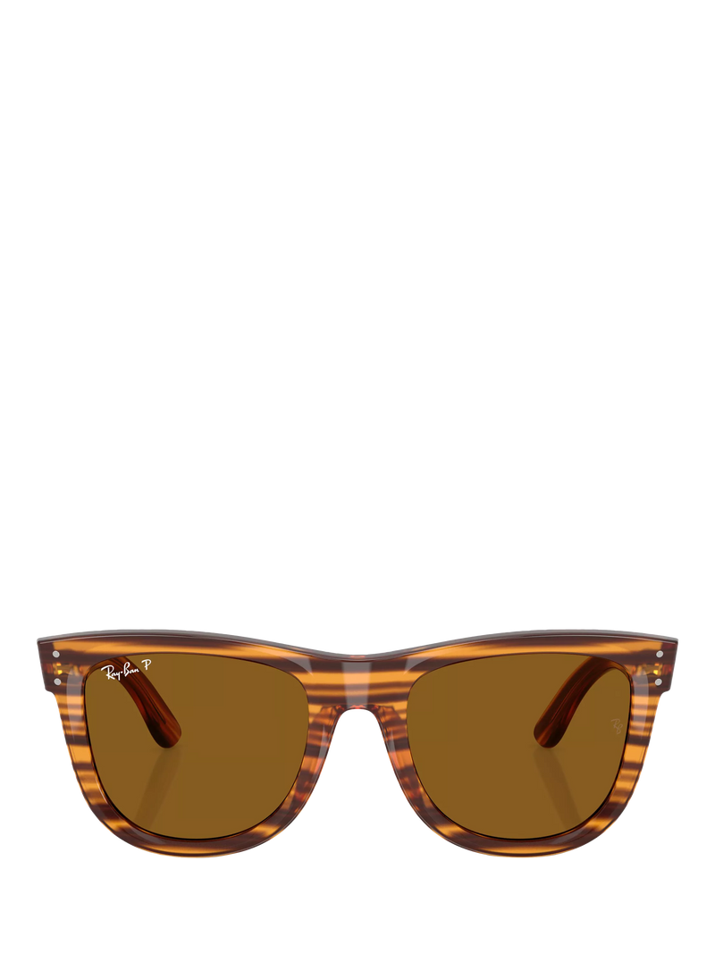 Ray-Ban square polarised sunglasses striped Havana 50mm, imported from the UK