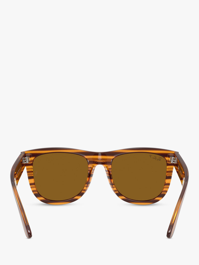 Ray-Ban square polarised sunglasses striped Havana 50mm, imported from the UK