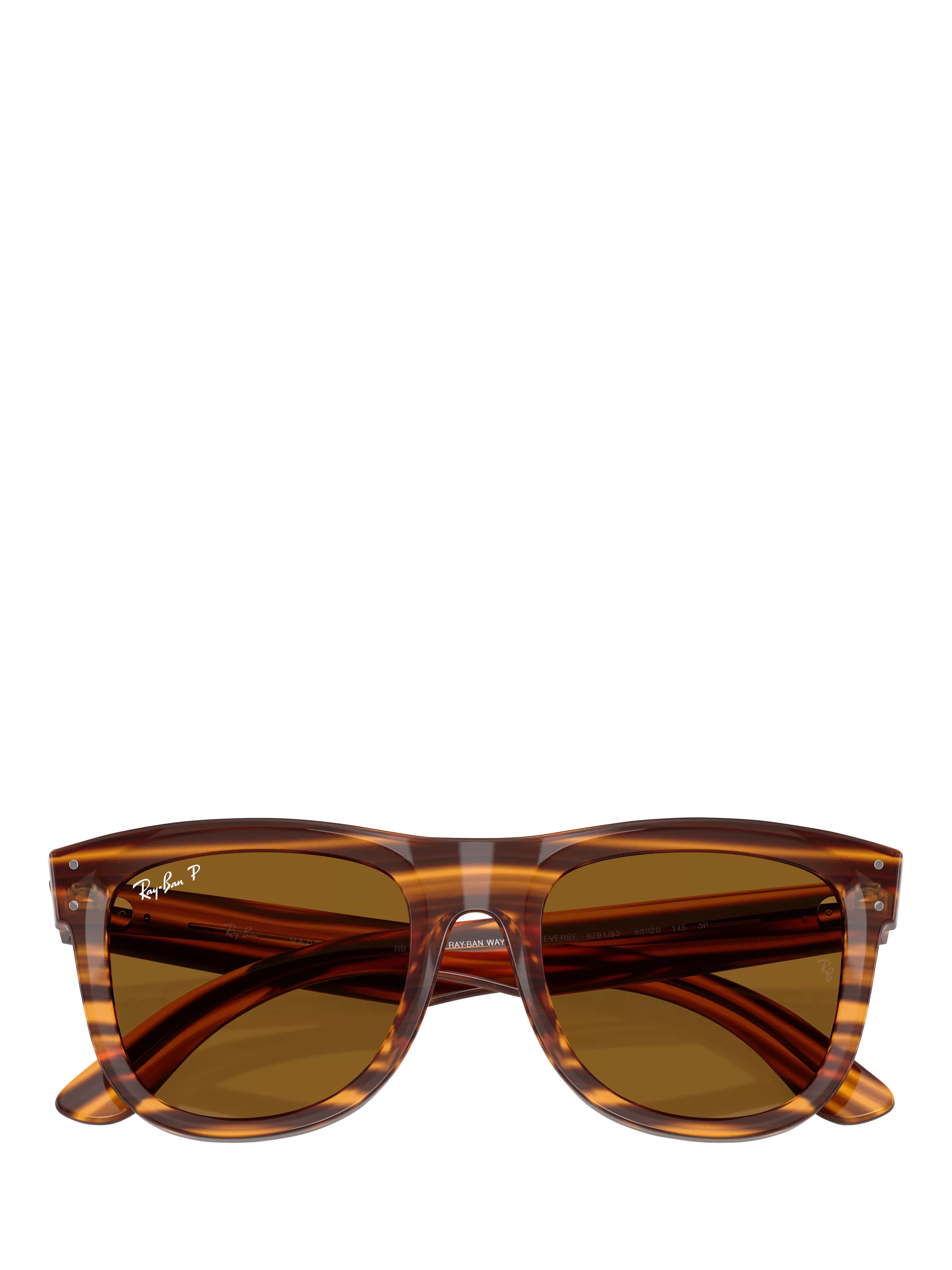 Ray-Ban square polarised sunglasses striped Havana 50mm, imported from the UK