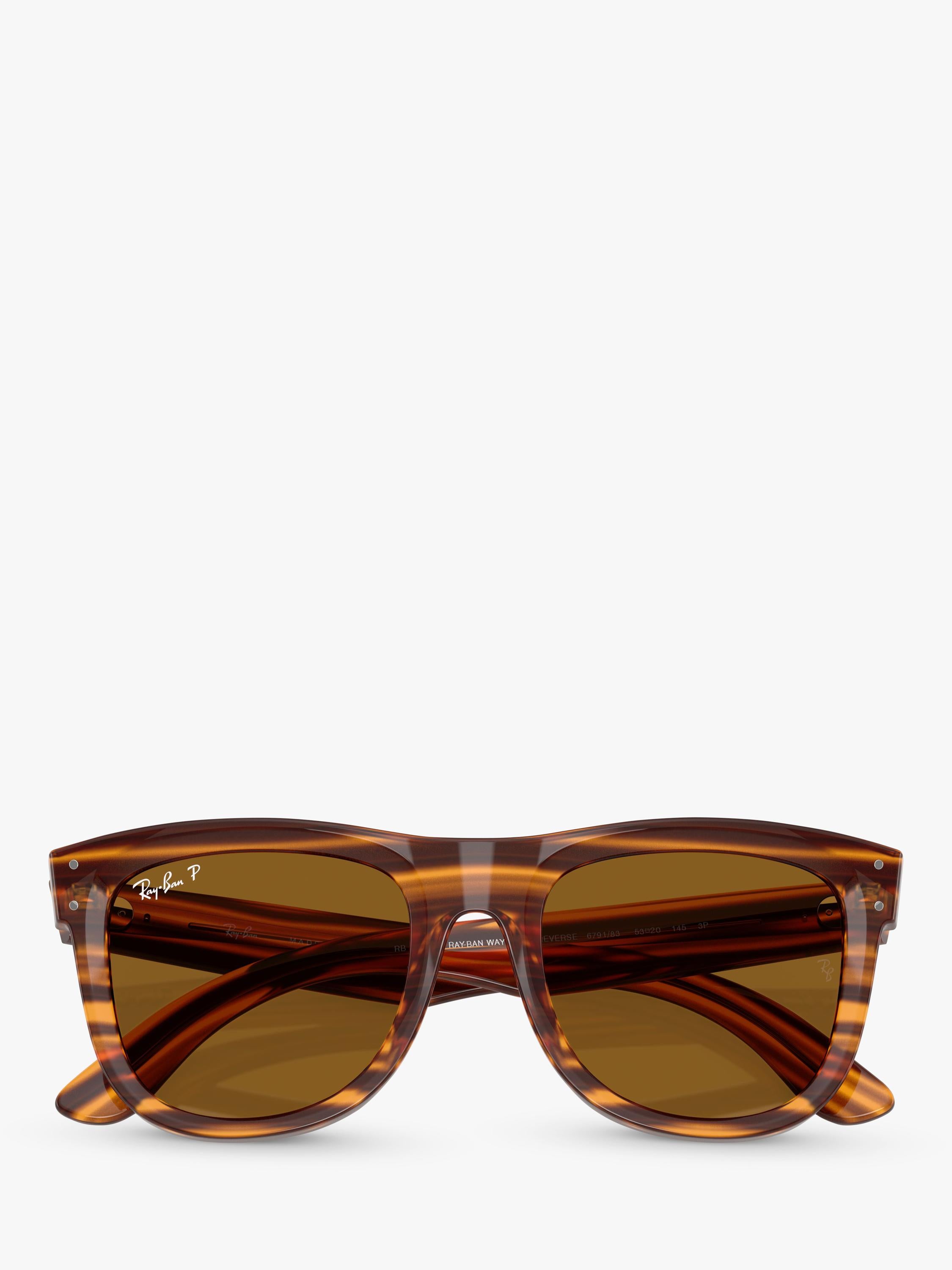 Ray-Ban square polarised sunglasses striped Havana 50mm, imported from the UK