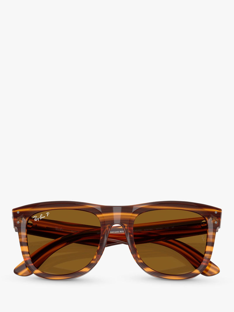 Ray-Ban square polarised sunglasses striped Havana 50mm, imported from the UK