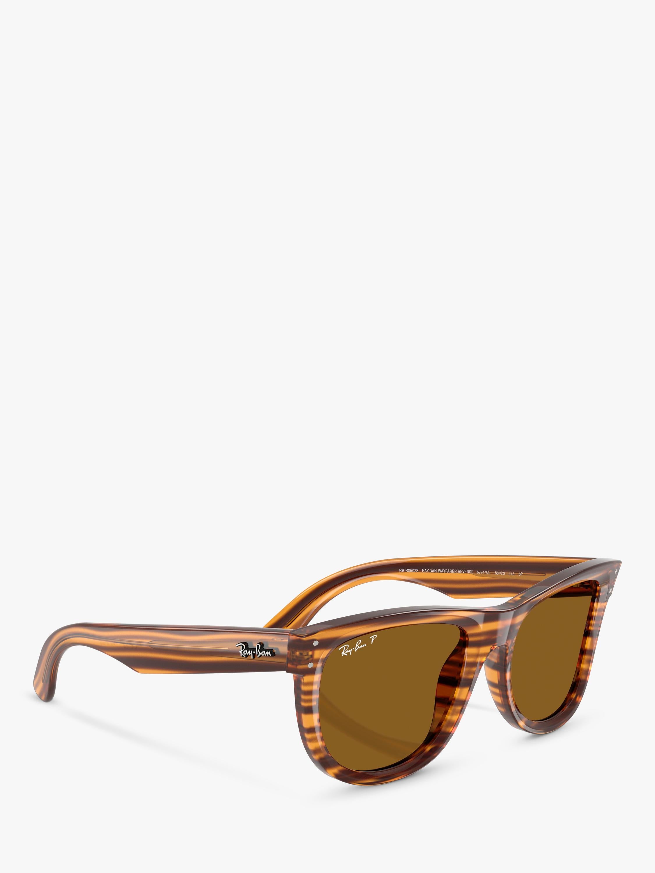 Ray-Ban square polarised sunglasses striped Havana 50mm, imported from the UK