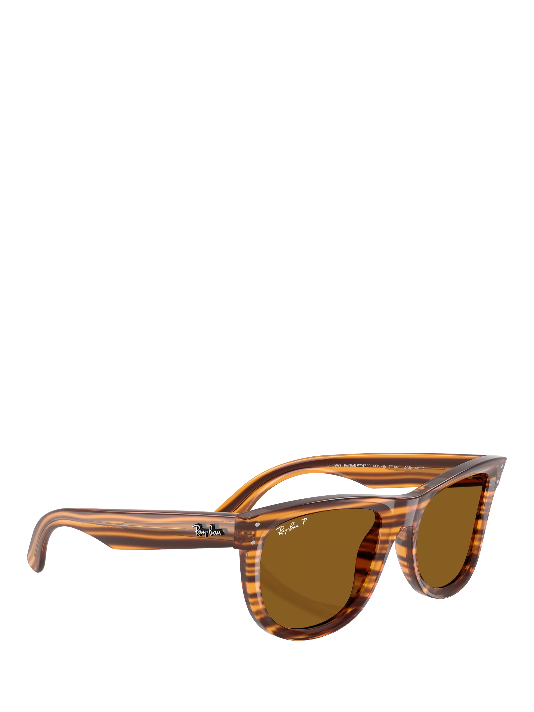 Ray-Ban square polarised sunglasses striped Havana 50mm, imported from the UK