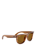 Ray-Ban square polarised sunglasses striped Havana 50mm, imported from the UK