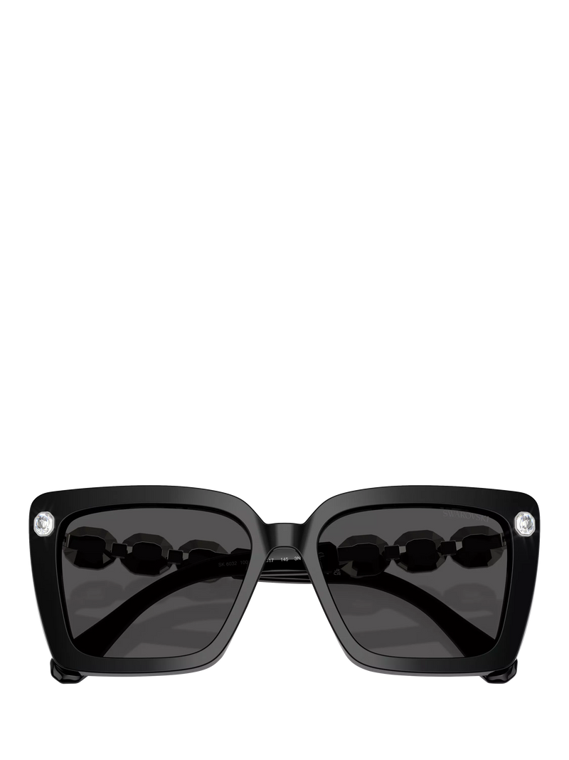 Swarovski square sunglasses black acetate frame, UK version