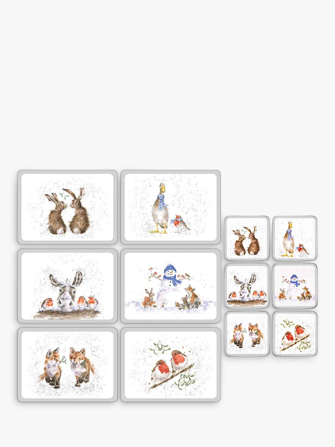 Christmas-Themed Cork-Backed Placemats and Coasters Set of 6