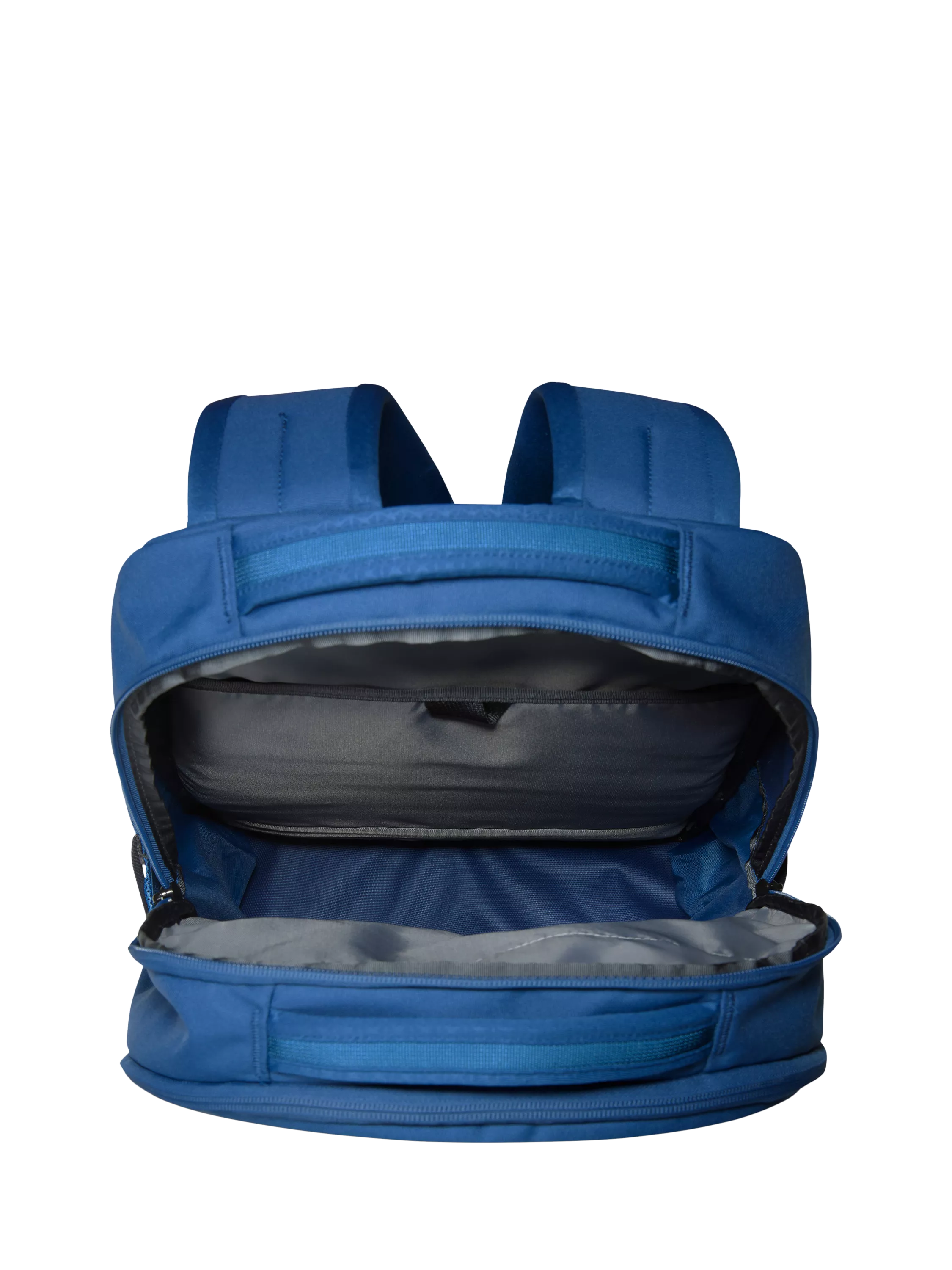 The North Face Vault backpack in blue and white, imported from the UK