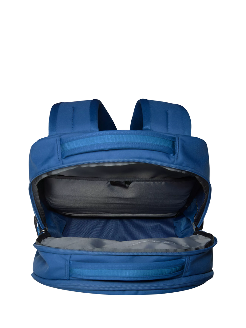 The North Face Vault backpack in blue and white, imported from the UK