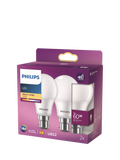 Philips LED light bulb 60W A60 B22 non-dimmable pack of 2, imported from the UK