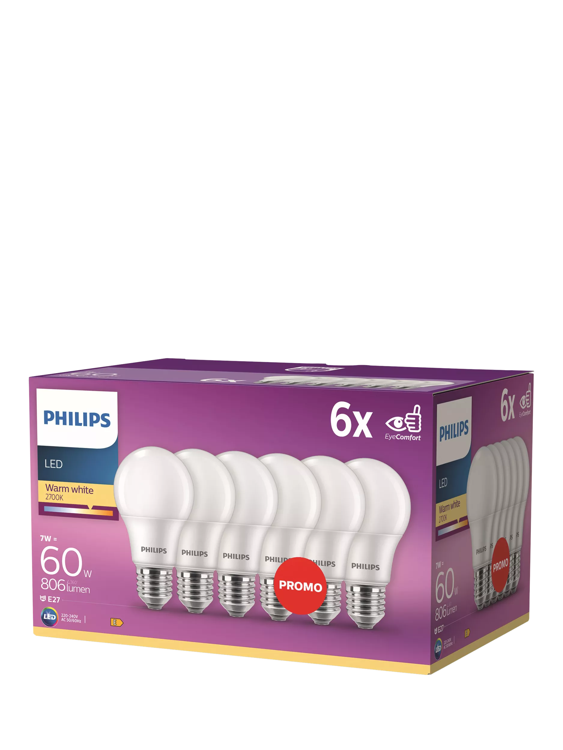 Philips 60W E27 LED bulb pack of 6, imported from the UK